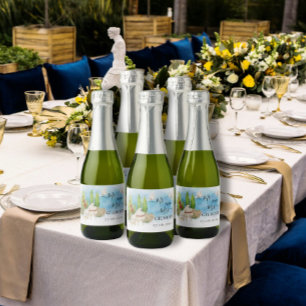 Etiquetas Para Vinos Espumosos Piano elegante   Palomas florales de violín Boda L