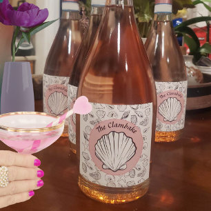 Etiquetas Para Vinos Espumosos Pieza de Clambake Rosa Sparkling Wine Circle Seash
