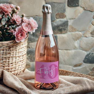 Etiquetas Para Vinos Espumosos Pink 40.º regalo de fiesta por los 40 años