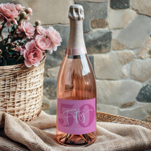 Etiquetas Para Vinos Espumosos Pink Fifty 500th Birthday Party Gift