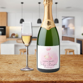 Etiquetas Para Vinos Espumosos Pink Kitten Watercolor Bebé Shower