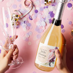 Etiquetas Para Vinos Espumosos Pink Parrot Boho Tropical 50th Birthday<br><div class="desc">Add a memorable personal touch to a 50th birthday celebration with these custom sparkling wine labels. The theme is boho tropical floral and is fabulous! A pale rose beige round frame surrounds the text along with a beautiful pink parrot sitting atop a bouquet of tropical floral elements that include purple...</div>