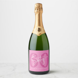 Etiquetas Para Vinos Espumosos Pink Sixty 60th Sixthday Party Favor