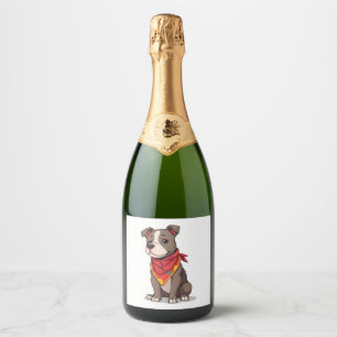 Etiquetas Para Vinos Espumosos Pitbull lindo con Bandana Adorable Dog Lover Gif