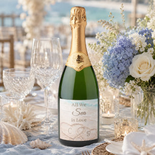 Etiquetas Para Vinos Espumosos Playa todo lo que vemos es amor corazones boda