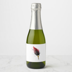 Etiquetas Para Vinos Espumosos Pluma de plumas rojas con nido de oro