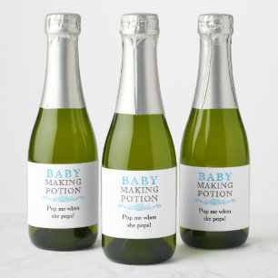 Etiquetas Para Vinos Espumosos Poción para hacer bebés Favor Azul Cielo Mini para