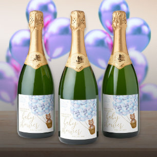 Etiquetas Para Vinos Espumosos Podemos Esperar A Teddy Bear Blue Baby Shower
