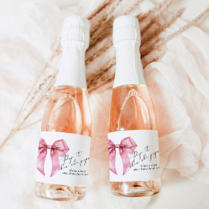 Etiquetas Para Vinos Espumosos Pops it Pink Bow Baby Shower