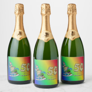 Etiquetas Para Vinos Espumosos Por su 50 aniversario vino arcoiris esparcido L
