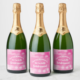 Etiquetas Para Vinos Espumosos Propuesta de dama de honor Bubbly Sparkly Rosa Cut