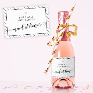 Etiquetas Para Vinos Espumosos Propuesta de la doncella de honor rosa negro Spark