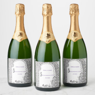 Etiquetas Para Vinos Espumosos Puerta de Boda de Jardín Elegante y Caprichosa