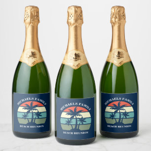 Etiquetas Para Vinos Espumosos Puesta de sol de palmera tropical personalizada fi