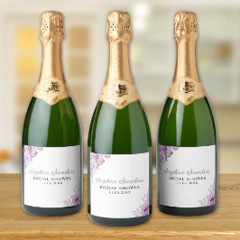 Etiquetas Para Vinos Espumosos Purple Flower Bridal Shower Party