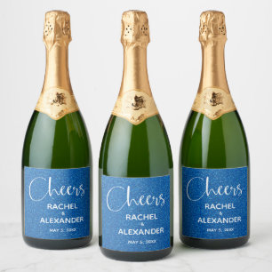 Etiquetas Para Vinos Espumosos PURPURINA azul CHEER Boda Sparkling Wine Labs