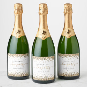 Etiquetas Para Vinos Espumosos Purpurina De Oro Saludos Gracias Fiesta Hen