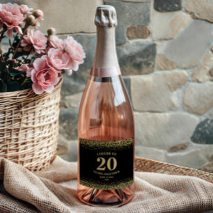 Etiquetas Para Vinos Espumosos Purpurina Negro De Oro Saluda A 20 Años Aniversari