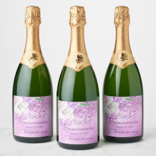 Etiquetas Para Vinos Espumosos Quinceanera Lilac Purple Floral Sparkling WIC