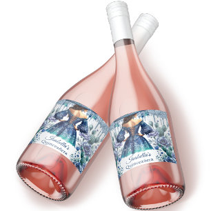 Etiquetas Para Vinos Espumosos Quinceañera Personalizada Belleza Azul