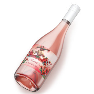 Etiquetas Para Vinos Espumosos Quinceañera personalizada y hermosa roja