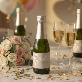 Etiquetas Para Vinos Espumosos Rama de Algodón Elegante “Gracias” Personalizado