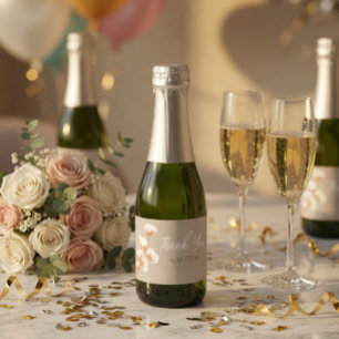 Etiquetas Para Vinos Espumosos Rama de Algodón Elegante “Gracias” Personalizado