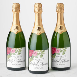 Etiquetas Para Vinos Espumosos Ramo Floral Brillante y Colorido para Despedida de