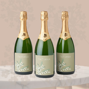 Etiquetas Para Vinos Espumosos Ramo floral de lirio de los valles de mayo con nom