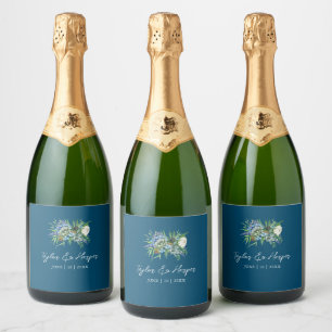 Etiquetas Para Vinos Espumosos Ramo Floral de Suculentas Acuarela para Boda Boho