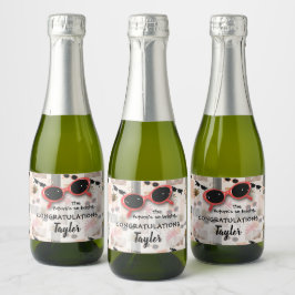 Etiquetas Para Vinos Espumosos Rayas Retro Flamingos Palmas Gafas de sol Mini