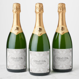 Etiquetas Para Vinos Espumosos Recepción de bodas Plata blanca Oro simple Elegant