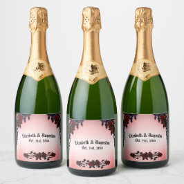 Etiquetas Para Vinos Espumosos Red Rose Gothic Boda Personalizado Sparkling Wi