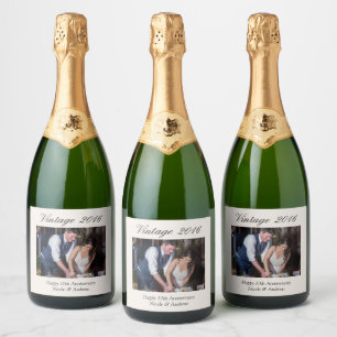 Etiquetas Para Vinos Espumosos Regalo de aniversario 10 personalizado con foto de