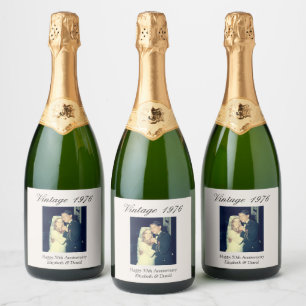 Etiquetas Para Vinos Espumosos Regalo de aniversario número 50 personalizado con 