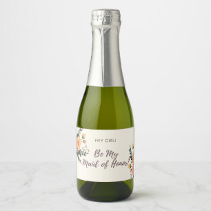 Etiquetas Para Vinos Espumosos Regalo de propuesta de doncella de honor floral ru