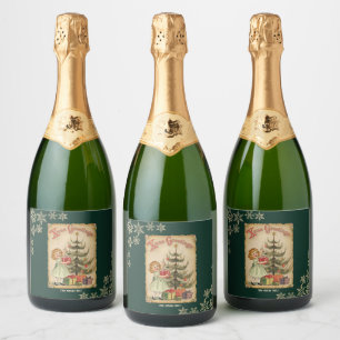 Etiquetas Para Vinos Espumosos Regalos de Niñas de Pino Vintage Copos de Nieve