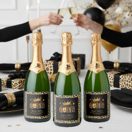 Etiquetas Para Vinos Espumosos Reina divertida de cumpleaños de leopardo Cumpleañ