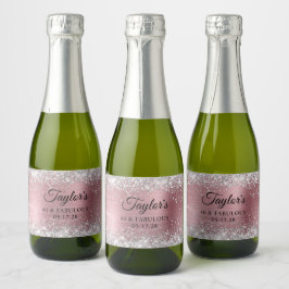 Etiquetas Para Vinos Espumosos Relieve metalizado rosa claro Purpurina plateado 4
