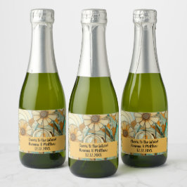 Etiquetas Para Vinos Espumosos Resumen floral de color rosa y beige