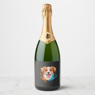 Etiquetas Para Vinos Espumosos Retrato de un perro lindo con colores fluidos que 