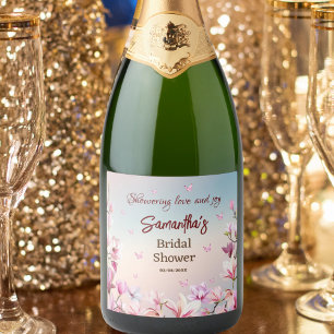 Etiquetas Para Vinos Espumosos Romance en Flor - Desayuno para la Novia