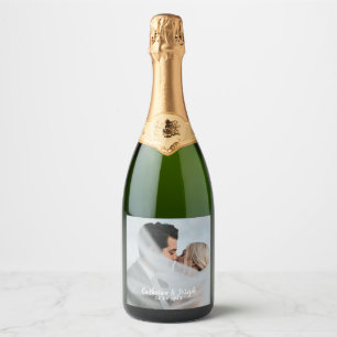 Etiquetas Para Vinos Espumosos Romántica Novia y Novio Bodas Vino Espumoso Lab