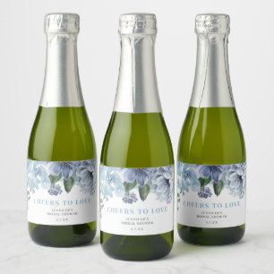 Etiquetas Para Vinos Espumosos Romántico Blue Floral Bridal Shower Party Favor