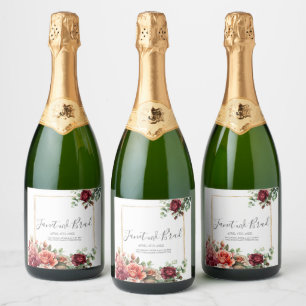 Etiquetas Para Vinos Espumosos Rosa Boda de Eucaliptos Florales