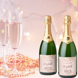 Etiquetas Para Vinos Espumosos Rosa de oro de cumpleaños