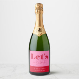 Etiquetas Para Vinos Espumosos Rosa elegante rojo Let's celebrate Cumpleaños  Spa