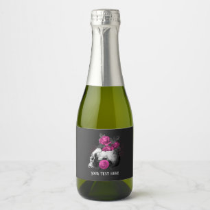 Etiquetas Para Vinos Espumosos Rosa esquelética personalizada gótica vintage rosa