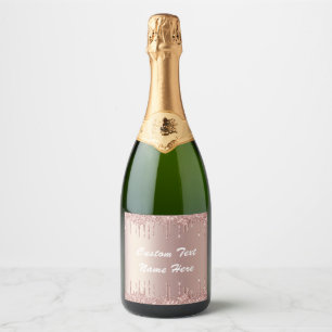 Etiquetas Para Vinos Espumosos Rosa Personalizado de oro Texto Champagne o etique