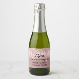 Etiquetas Para Vinos Espumosos Rosa personalizado de Purpurinas de oro Mini
